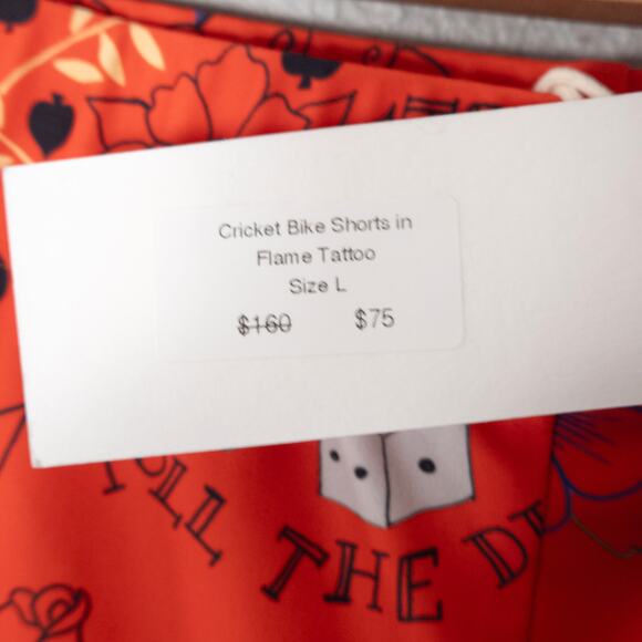 Dauphinette Printed Bike Shorts Orange Size L Athleisure Crafty Characters - Picture 6 of 7